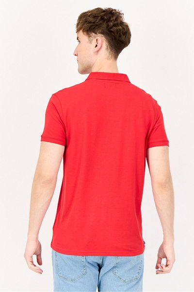Aquascutum Men Regular Fit Brand Logo Short Sleeves Polo Shirt, Red