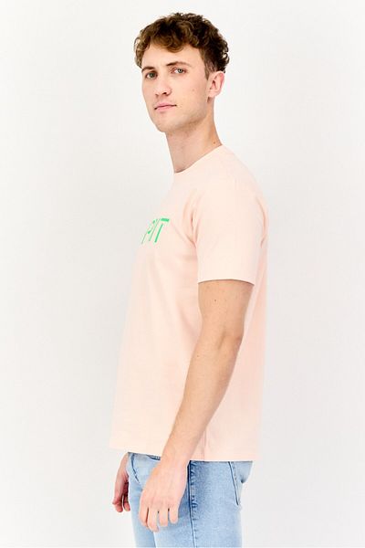 Esprit Men Crew Neck Short Sleeves Graphic Print T-shirt, Pink