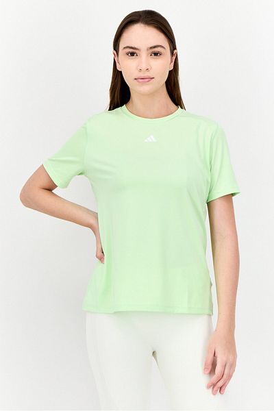 adidas Women Tech Fit Brand Logo Short Sleeves Training T-Shirt, Apple Green