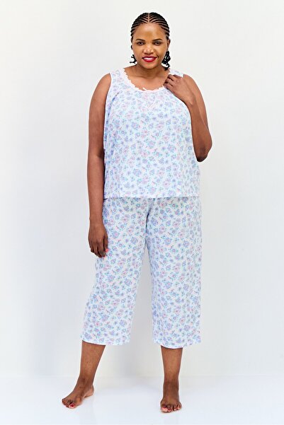 Celestial Dreams طقم بيجامة نسائي مقاس كبير بطبعة زهور، قطعتين، متعدد الألوان