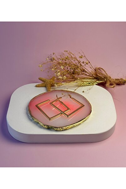 Enra 18 K ALTIN KAPLAMA - KARE HALKA GOLD KÜPE