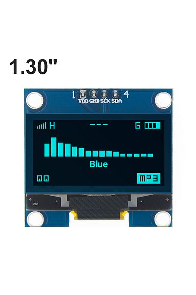 TENSTAR ROBOT وحدة عرض OLED زرقاء مقاس 1.3 بوصة، لون أبيض/أزرق، شريحة محرك SH1106 128X64 OLED LCD LED IIC I2 مقاس 1.3 بوصة