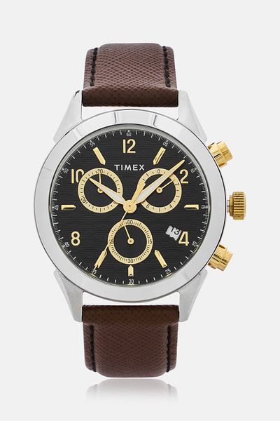 Timex Men T Tw2r90800 Leather Chronograph Analog Watch 40mm, Brown