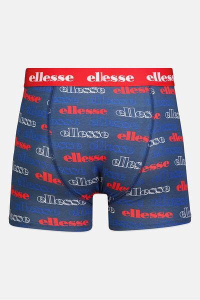 Ellesse Men 3 Pack Brand Logo Trunks, Blue/Red/Navy