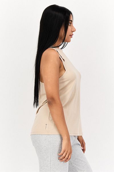 adidas Women Sportswear Fit Sleeveless Training Top, Beige