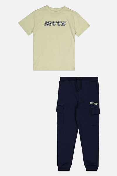 Nicce Kids Boy 2 Pcs Boy Brand Logo T-shirt And Jogger Pants Set, Navy/green