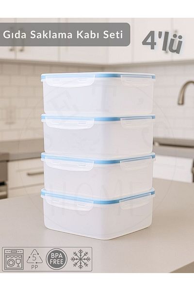 Jet's Home Set of 4 Vacuum Storage Containers Air-Free Bpa Free Lockable Food Storage Container 2.5 L