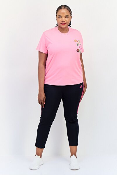 adidas Women Sportswear Fit Brand Logo Short Sleeves Outdoor T-Shirt, Pink