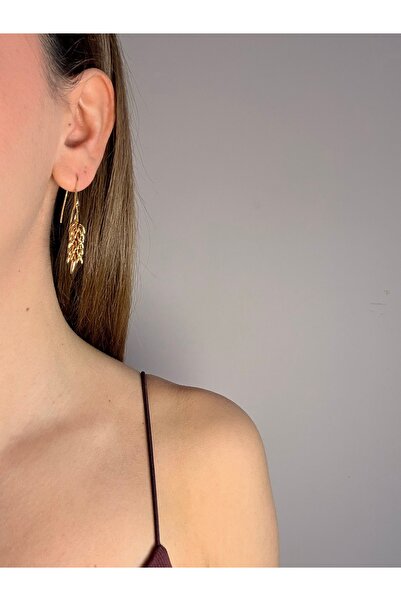 Enra 18 K ALTIN KAPLAMA - BAŞAK MODEL GOLD KÜPE