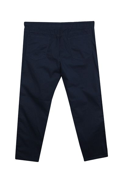 tambattal Large Size Lace-Up Gabardine Trousers Navy Blue