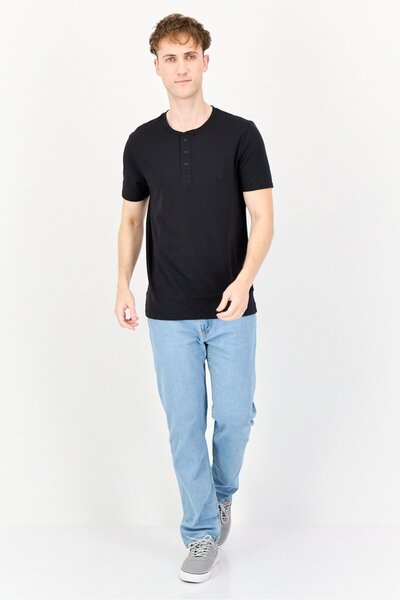 GAP Men Crew Neck Short Sleeves Plain T-Shirt, Black