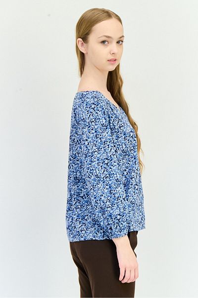 GAP Women V-neck Long Sleeve Floral Print Top, Multicolor