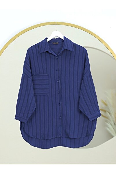 HİJABAYA Πουκάμισο με μονή τσέπη με διπλωμένο μανίκι και οβάλ κοπή