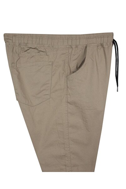 tambattal Large Size Lace-Up Gabardine Trousers Beige