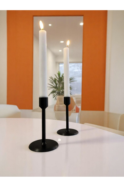 Melodyone Modern Şamdan Plastik 2'li Takım Siyah