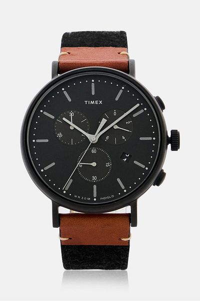 Timex Men T Tw2r62100 Leather Analog Watch 41mm, Black