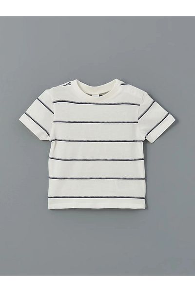 LC Waikiki Ecru Striped Baby Girl T-Shirt and Shorts Set of 2