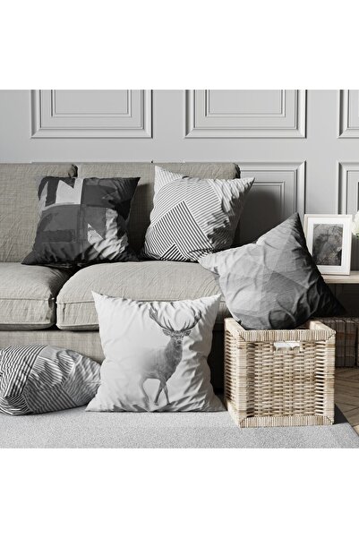 MUN HOME غطاء وسادة رمي بسحاب مخفي مطبوع رقميًا على الوجهين مكون من 4 قطع