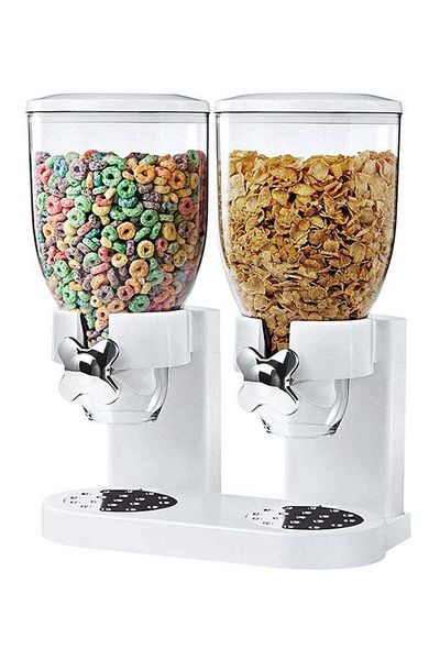 unbranded Double Cereal Dispenser White/ Transparent/ Silver