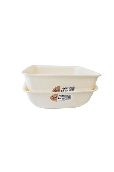 HOBBY LİFE 2-Piece Large Size Bowls Square Bowl 3.8 Liters & White-Bpa Free
