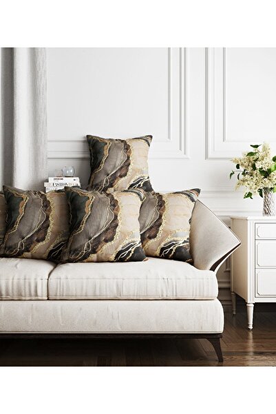 MUN HOME طقم غطاء وسادة رمي مزدوج الجوانب مطبوع رقميًا بسحاب مخفي مكون من 4 قطع