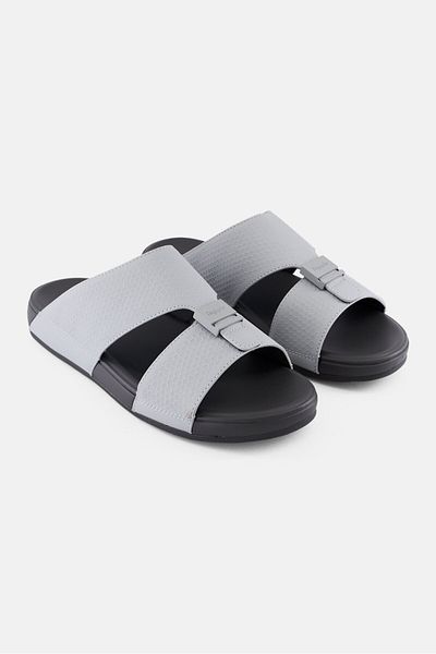 Algspar Men Double Strap Slip On Arabic Sandals, Grey