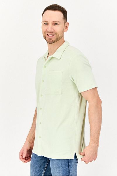Vans Men Classic Fit Textured Short Sleeves Casual Shirt, Cream