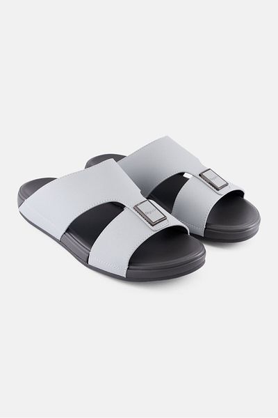 Algspar Men 2 Strap Slip On Arabic Sandals, Grey
