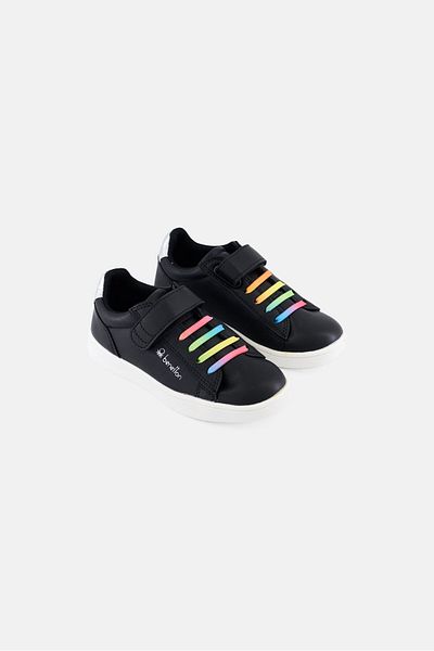 United Colors of Benetton Kids Boy Label Ltx Velcro Closure Casual Shoes, Black
