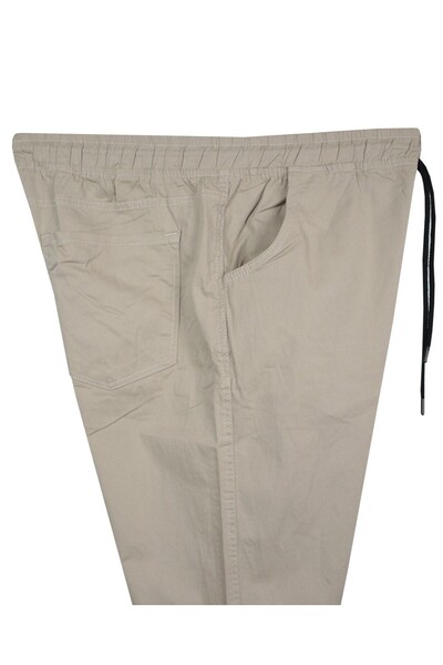 tambattal Large Size Lace-Up Gabardine Trousers Stone