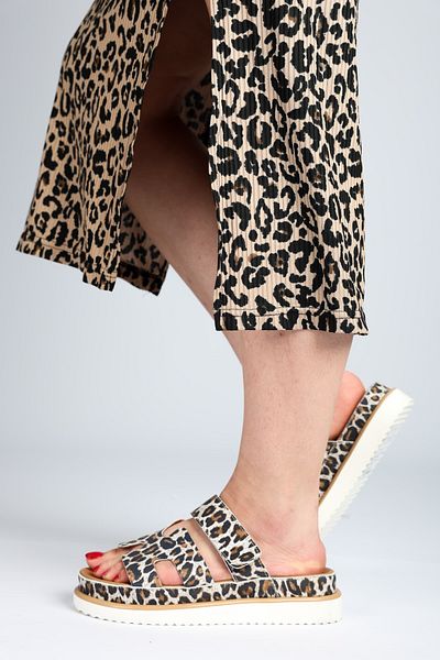 SOFT Women's Genuine Leather Hrms Model Orthopedic Slippers – Leopard Pattern, Eva Sole, Comfortable Daily Slippers