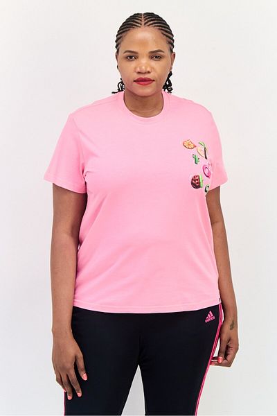 adidas Women Sportswear Fit Brand Logo Short Sleeves Outdoor T-shirt, Pink
