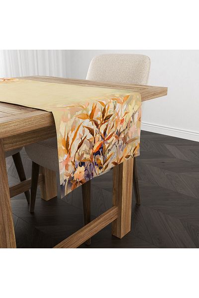 MUN HOME Τραπεζομάντιλο με ψηφιακή εκτύπωση 40x140 cm Velvet Runner με διπλωμένες άκρες και ραμμένες