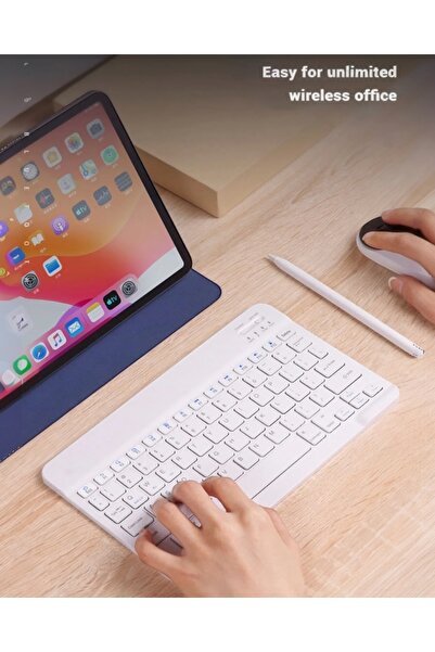 KILIF HOUSE Ipad Samsung Huawei Tablet Laptop PC Uyumlu Renkli Bluetooth Bağlantılı Klavye+Mouse Set