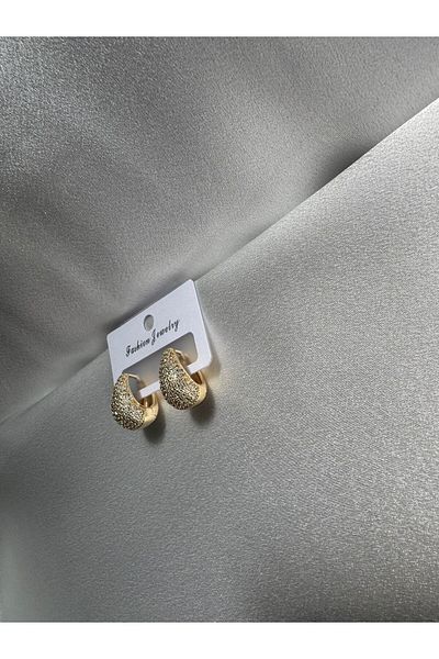 demirosa Stone Detailed Gold Color Drop Earrings - Sparkling Design”