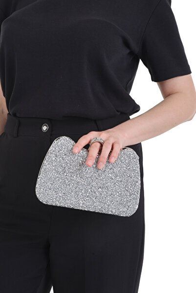 H&D COLLECTİON Colorful Stone Women's Stone Embroidered Stylish Ring Detailed Arm and Shoulder Evening Dress Bag