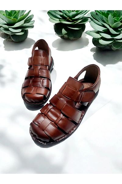BURAK ALDAY SHOES Γνήσιο Δερμάτινο Μασάζ Ορθοπεδικά Ελαφρά Ανδρικά Σανδάλια