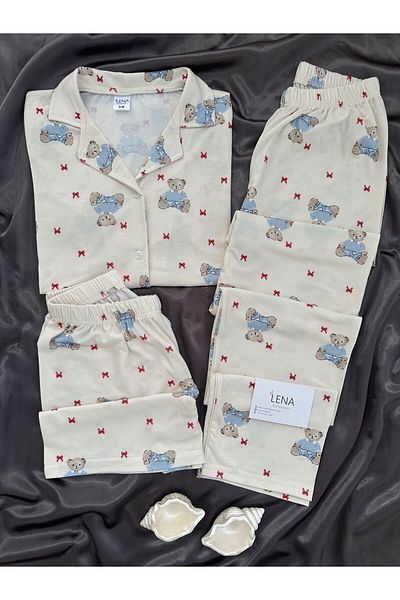 Lena Homewears Γυναικείο Σετ Πιτζάμες με κοντό μανίκι Sweet Bear 3 τεμαχίων