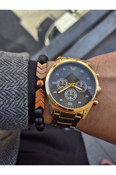 Spectrum Metal Case Metal Cord Gold Color Men's Wrist Watch