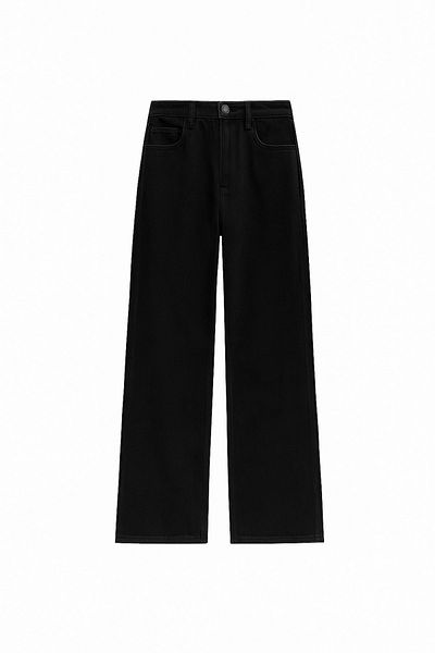 Perryes Women's Vintage High Waist Black Denim Pants