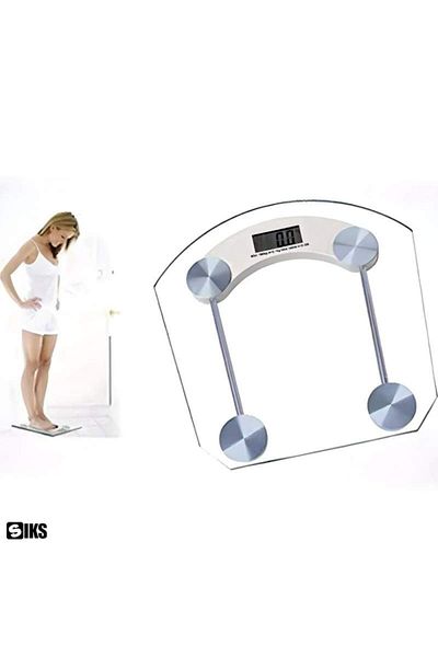 SIKS Electronic Body Scale, Digital Display, Max Weight Supported 180 Kg, Glass, Transparent