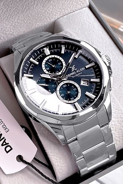 Daniel Klein Exclusive Men's Wristwatch 3 Atm Waterproof Silver Color Steel Cord Bracelet Gift Dke2051c2
