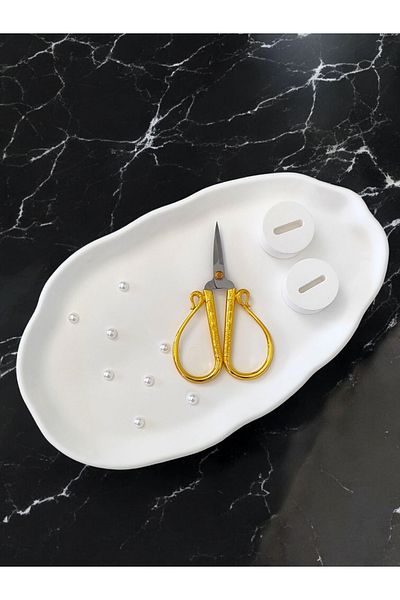 Minima Art Studio Decorative Pearl Detailed Promise Engagement Ring Tray Groom Coffee Tray