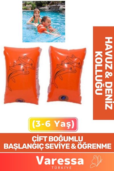 VARESSA Special Dolphin Pattern Beginner Level Double Knuckle 3-6Years Old Children's Sea Pool Swimming Learning Inflatable Armband
