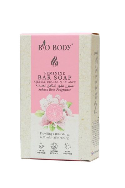BIO body Sensitive area soap to maintain the skin's natural balance with a sakura and rose scent.