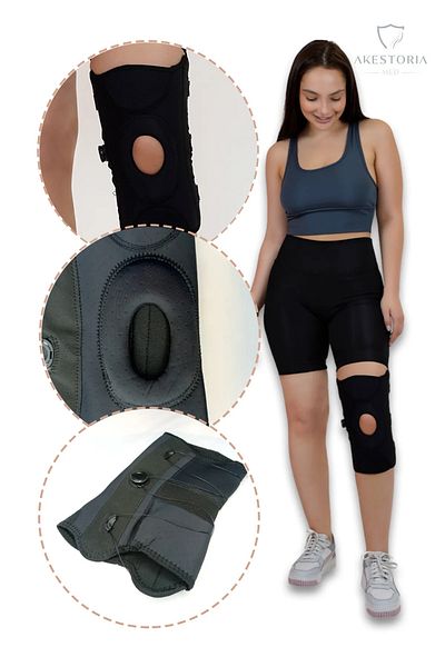 Akestoria Med Adjustable Knee Brace with Metall 4 Spring String Support Neoprin Unisize for Athletes