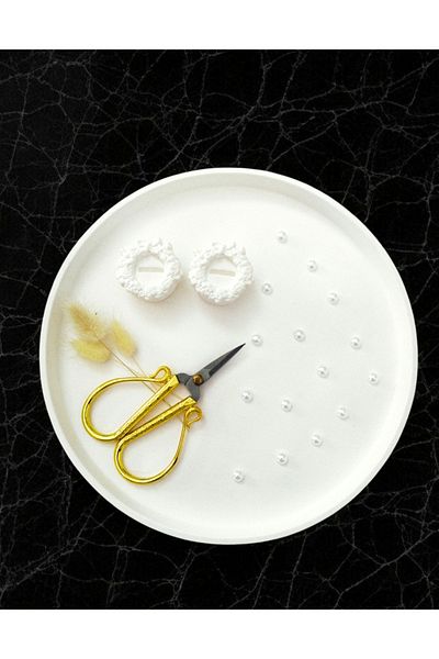 Minima Art Studio Pearl Detailed Promise Engagement Ring Tray Groom Coffee Tray 26 cm Without Scissors