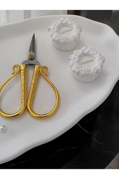 Minima Art Studio Decorative Pearl Detailed Promise Engagement Ring Tray Groom Coffee Tray