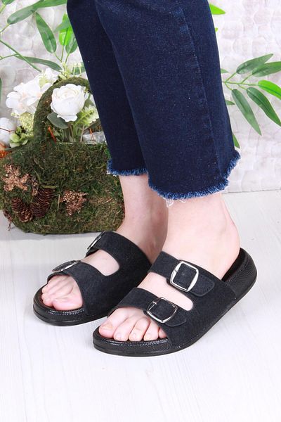 fort 01108 Pienn Anatomical Flexible Comfortable Glitter Printed Two Buckle Women's Slippers