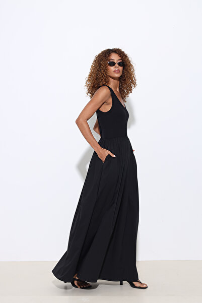 Mozto Noira Maxi Poplin White Tank Dress